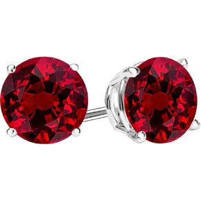 1/2-10 Carat Total Weight Ruby Stud Earrings 4 Prong Push Back