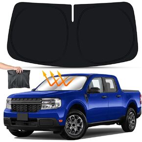 Car Sun Shade for Ford Maverick 2022 2023 2024 2025 Pickup Truck Auto Interior Accessories Front Windshield Sunshade Foldable Insulation Reflective Protector Parasol Window Curtains Cover Visor