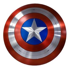 Captain Shield 22 Inch Captain Round America Shield Metal Replica Halloween Medieval Armor Cosplay Shield, LARP Combat Shield Cosplay Shield, Red Rustic Vintage Home Decor Gifts (24 Inches)