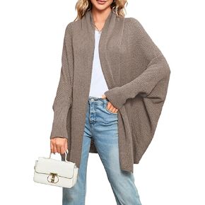 Pink Queen Cardigan Sweaters for Women Oversized Chunky Kimono Slouchy Wrap Batwing Sleeve Open Front Outwear Coat