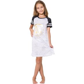 Harry Potter Pajama Hogwarts Gold Crest Short Sleeve Raglan Nightgown