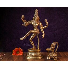 Brass Ardhanarishvara Statue, 38 cm Big Large Brass Ardhnareshwar Statue, Half Male Half Female, Shiva Parvati Idol, Shiva-Shakti Figure in Saudi Arabia
