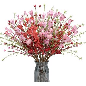 DIYFLORU 18 PCs Artificial Valentine Flower Picks 17 Inches Valentines Day Floral Picks Valentines Day Stems for Indoors Wedding Party Vase Table Valentine’s Day Gifts Decoration