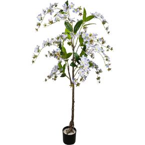 Jasmine Flowers Artificial 4.9ft Fake Flowers Faux Begonia Flowers Purple Artificial Flowers Fake Simulated Drooping Jasmine Flower Plants for Indoor Outdoor Home Décor with Plant Pot