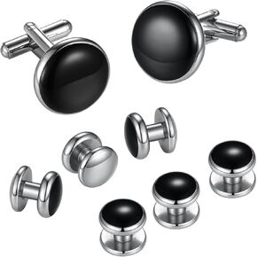 Mens Cufflinks Shirt Studs 316L Stainless Steel Cufflinks and Tuxedo Studs Set Business Wedding Gifts for Men