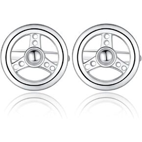 HONEY BEAR Car Steering Wheel Cufflinks for Men Shirt Wedding Gift Silver