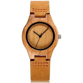 Womens Wooden Bamboo Watches Leather Strap with Gift Box