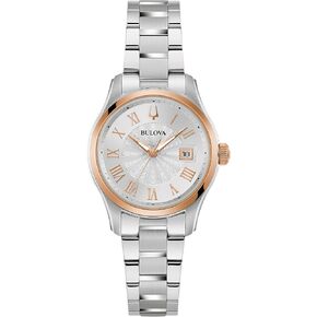 Bulova Ladies Classic Mini Wilton 3-Hand Quartz Silver Stainless Steel Watch, Day Date, 29mm in Kuwait