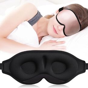 Sleep Mask for Women Men, Side Sleeper, Upgraded 3D Contoured Cup Sleeping Mask, Light Blocking Eye Mask for Sleep,Breathable & Soft for Sleeping, with Adjustable Elastic Strap, Black.