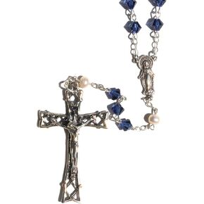 Austrian Crystal OR Glass Catholic Prayer Rosary - Includes Rosary Pouch, "How to Pray the Rosary" and birth month meaning where applicable