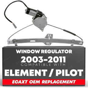 Power Window Regulator w/Motor Assembly Upgraded Metal, Rear Passenger Side - Compatible with 2003-2011 Honda Element, 2003-2008 Honda Pilot - w/ 2 Pin Plugs - OEM 72710-S9V-A01, 72710-S9V-A02