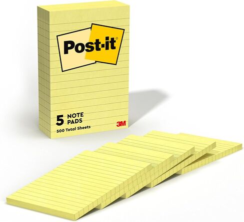 Post-it Notes, 4 in x 6 in, 5 Lined Sticky Note Pads, 100 Sheets per Pad, Beachside Café Collection, New Year Organization or Second Semester School Supplies in Saudi Arabia