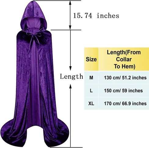 Unisex Full Length Hooded Robe Cloak Long Velvet Cape Cosplay Costume in Kuwait