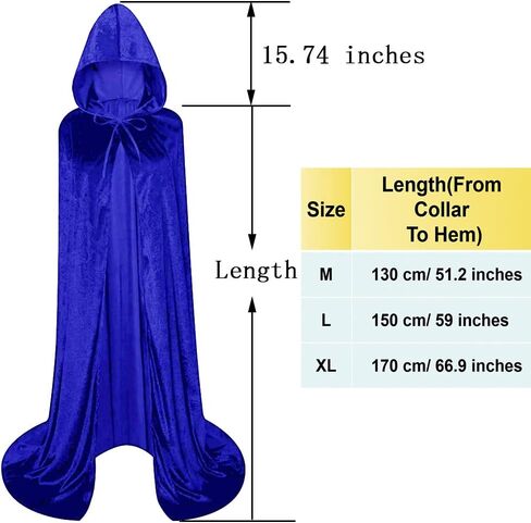 Unisex Full Length Hooded Robe Cloak Long Velvet Cape Cosplay Costume in Kuwait