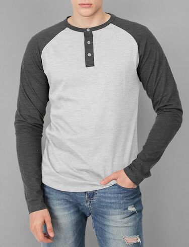 H2H Mens Casual Slim Fit T-Shirts Henley Shirts Raglan Long & 3/4 Sleeve Jersey Baseball T Shirts in Kuwait