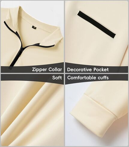 Men's Quarter Zip Up Long Sleeve Polo Shirt Casual Stylish Slim Fit Golf Polo Shirt Pullover Lightweight Polo Shirt in Saudi Arabia