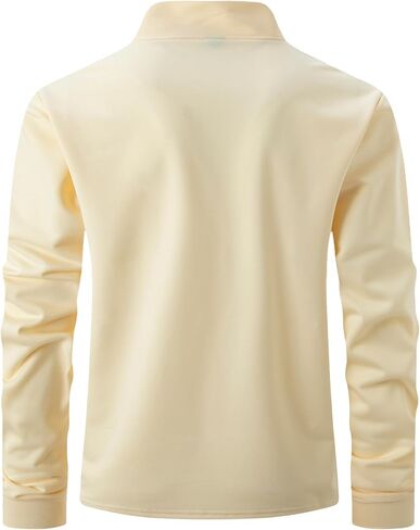 Men's Quarter Zip Up Long Sleeve Polo Shirt Casual Stylish Slim Fit Golf Polo Shirt Pullover Lightweight Polo Shirt in Saudi Arabia