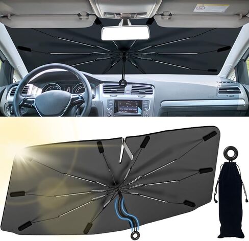 مظلة شمس للزجاج الأمامي للسيارة مناسبة خصيصًا لسيارة Toyota Sequoia 2008-2022، مظلة شمسية للسيارة مع مقبض قابل للانحناء يدور 360 درجة، غطاء شمسي للزجاج الأمامي للسيارات، يحمي الجزء الداخلي الخاص بك in Kuwait