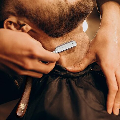 The Cambridge Cutthroat® Straight Edge Razor Kit with 10 Blades Stainless Steel Black & Gold Professional Barber Cut Throat Razor, Premium Mens Single Blade Razor, Beard Shaper, Travel Pouch Included in Saudi Arabia