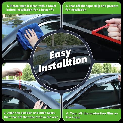 HAFIDI® Window Visor Fit for Nissan Rogue 2021-2024 Outside All Weather Durable Window Rain Guards, Window Deflectors, Vent Window Visors, 4 Pieces Set Accessories - Black in Saudi Arabia