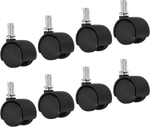 PATIKIL 1.5 Inch Stem Swivel Casters, 6 Pack Nylon 360 Degree Swivel Stem Wheels for Chair Desk Furniture Replacement, Black in Saudi Arabia