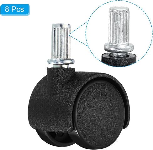 PATIKIL 1.5 Inch Stem Swivel Casters, 6 Pack Nylon 360 Degree Swivel Stem Wheels for Chair Desk Furniture Replacement, Black in Saudi Arabia