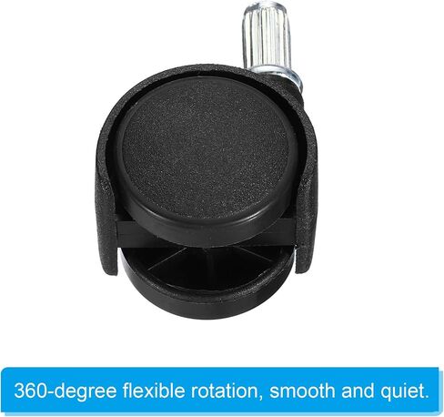 PATIKIL 1.5 Inch Stem Swivel Casters, 6 Pack Nylon 360 Degree Swivel Stem Wheels for Chair Desk Furniture Replacement, Black in Saudi Arabia