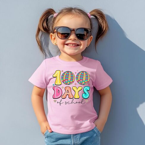 Toddler 100 Day of School Shirt for Boys Kid Grils, My Happy 100th Day of School T Shirt, Cotton Blend, Funny Design :4-7T in Kuwait