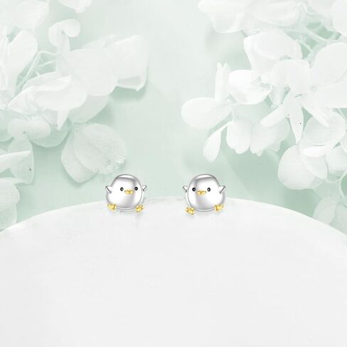 Duck/Dog/Penguin/Chicken/Highland Cow/Ladybug/Crab/Bee/Owl/Octopus/Bat/Dragonfly Earrings 925 Sterling Silver Paw Print Stud Earrings Cute Animal Jewelry Gifts For Women Friend in Kuwait