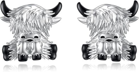 Duck/Dog/Penguin/Chicken/Highland Cow/Ladybug/Crab/Bee/Owl/Octopus/Bat/Dragonfly Earrings 925 Sterling Silver Paw Print Stud Earrings Cute Animal Jewelry Gifts For Women Friend in Kuwait