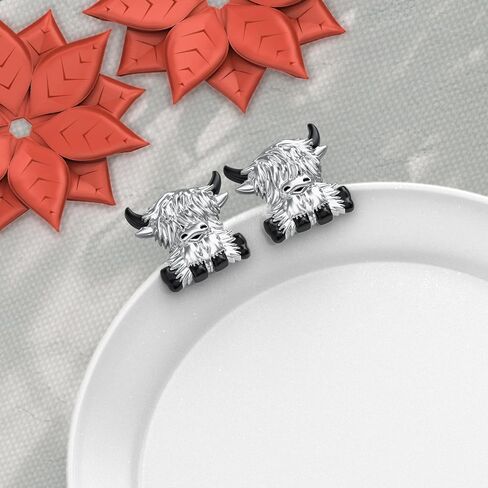 Duck/Dog/Penguin/Chicken/Highland Cow/Ladybug/Crab/Bee/Owl/Octopus/Bat/Dragonfly Earrings 925 Sterling Silver Paw Print Stud Earrings Cute Animal Jewelry Gifts For Women Friend in Kuwait