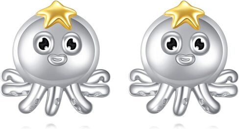 Duck/Dog/Penguin/Chicken/Highland Cow/Ladybug/Crab/Bee/Owl/Octopus/Bat/Dragonfly Earrings 925 Sterling Silver Paw Print Stud Earrings Cute Animal Jewelry Gifts For Women Friend in Kuwait