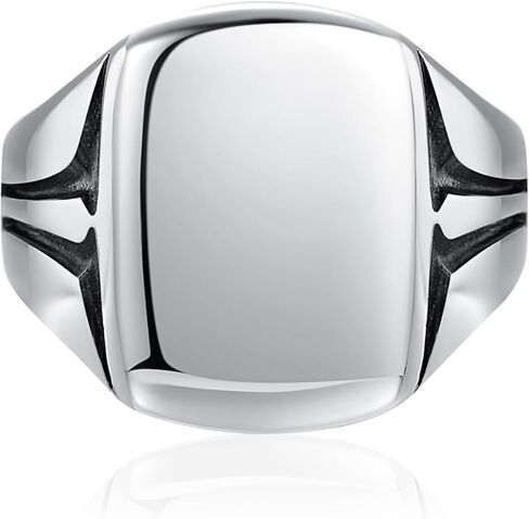 خاتم اسم قابل للتخصيص للرجال مطلي بالذهب عيار 14 قيراط | خاتم رجالي من الفضة الإسترليني عيار 925 خاتم خطوبة مربع كلاسيكي خاتم زفاف للرجال مصقول بلمسة نهائية عرض الفرقة 10 مم مقاس 7-12 in Kuwait