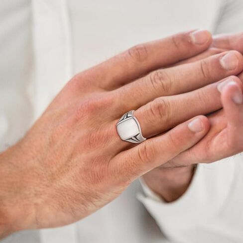 خاتم اسم قابل للتخصيص للرجال مطلي بالذهب عيار 14 قيراط | خاتم رجالي من الفضة الإسترليني عيار 925 خاتم خطوبة مربع كلاسيكي خاتم زفاف للرجال مصقول بلمسة نهائية عرض الفرقة 10 مم مقاس 7-12 in Kuwait