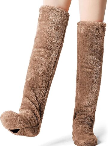 Over Knee Fuzzy Socks for Men & Women, Warm Cozy Leg Warmers for Winter, Open-Toe Design for Versatile Indoor Comfort in Kuwait