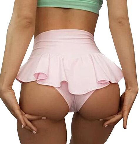 Women's Ruffle High Waisted Yoga Shorts Booty Hot Panties Butt Lifting Short Workout Gym Dance Shorts Clubwear in Kuwait