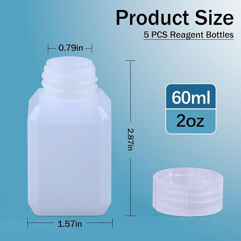 8.4oz Plastic Lab Chemical Reagent Bottles, Square Sample Storage Container, Chemical Container Bottle with Inner Ring Cover, Narrow Mouth Sample Sealing Storage Bottles (2 Pcs) in Kuwait
