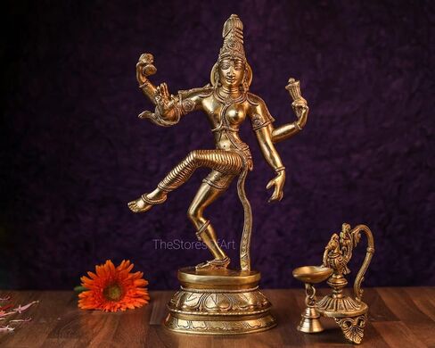 تمثال Ardhanarishvara النحاسي، تمثال Ardhanareshwar النحاسي الكبير مقاس 38 سم، نصف ذكر ونصف أنثى، Shiva Parvati Idol، شخصية Shiva-Shakti in Saudi Arabia