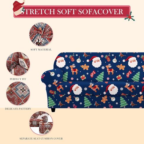 غطاء أريكة قابل للتمدد مخطط من بوهو، 4 قطع غطاء أريكة ناعم مع 3 أغطية وسائد منفصلة، ​​غطاء أريكة بني عتيق، أغطية أريكة قابلة للغسل وواقي أثاث لغرفة المعيشة in Kuwait