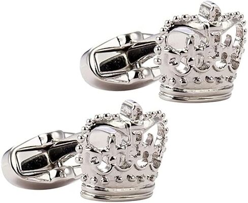 أزرار أكمام على شكل التاج الملكي للرجال (فضي) in Kuwait