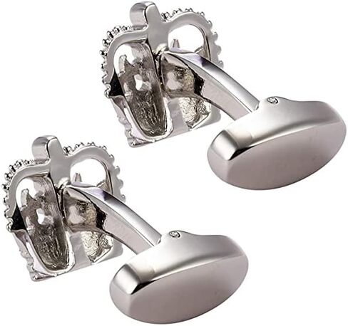 أزرار أكمام على شكل التاج الملكي للرجال (فضي) in Kuwait