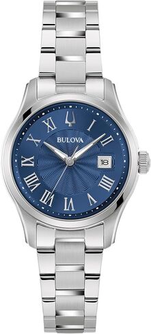Bulova Ladies Classic Mini Wilton 3-Hand Quartz Silver Stainless Steel Watch, Day Date, 29mm in Kuwait