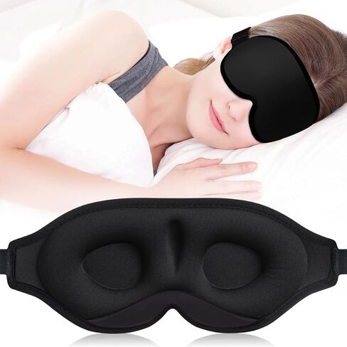 Sleep Mask for Women Men, Side Sleeper, Upgraded 3D Contoured Cup Sleeping Mask, Light Blocking Eye Mask for Sleep,Breathable & Soft for Sleeping, with Adjustable Elastic Strap, Black. in Saudi Arabia