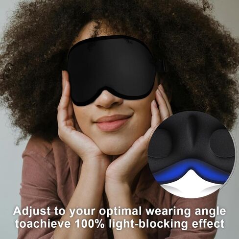Sleep Mask for Women Men, Side Sleeper, Upgraded 3D Contoured Cup Sleeping Mask, Light Blocking Eye Mask for Sleep,Breathable & Soft for Sleeping, with Adjustable Elastic Strap, Black. in Saudi Arabia