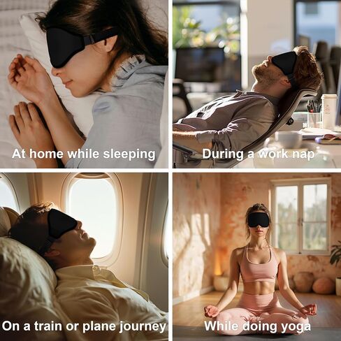 Sleep Mask for Women Men, Side Sleeper, Upgraded 3D Contoured Cup Sleeping Mask, Light Blocking Eye Mask for Sleep,Breathable & Soft for Sleeping, with Adjustable Elastic Strap, Black. in Saudi Arabia