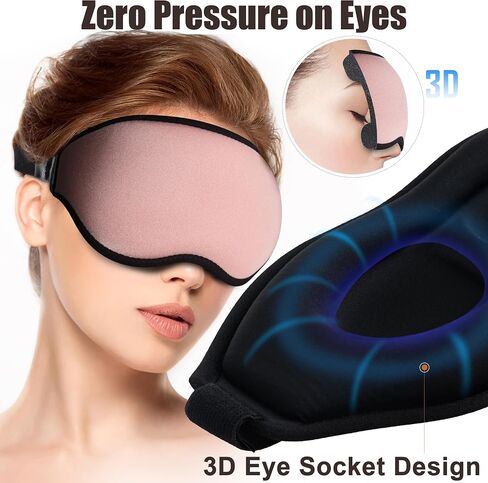 Sleep Mask for Women Men, Side Sleeper, Upgraded 3D Contoured Cup Sleeping Mask, Light Blocking Eye Mask for Sleep,Breathable & Soft for Sleeping, with Adjustable Elastic Strap, Black. in Saudi Arabia