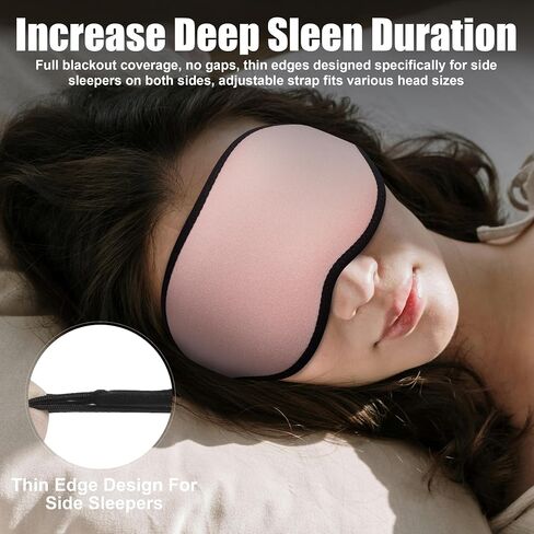 Sleep Mask for Women Men, Side Sleeper, Upgraded 3D Contoured Cup Sleeping Mask, Light Blocking Eye Mask for Sleep,Breathable & Soft for Sleeping, with Adjustable Elastic Strap, Black. in Saudi Arabia
