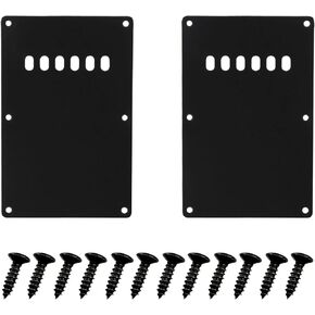 ZZHXSM 2PCS 6 Hole Electric Guitar Pickguard ABS Backplate (with 12 Screws) Aluminum Anodized Tremolo Cavity Cover Back Plate for SQ ST Series Black