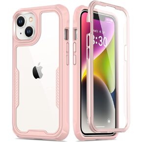 FUNMIKO iPhone 14 Case with Screen Protector,Mili-Grade Heavy Duty Protection Pass 21ft. Drop Tested Durable Slim-fit Clear Plastic Cover Protective Phone Case for Apple iPhone 14 6.1" Black
