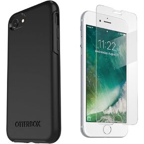 حافظة OtterBox Symmetry Series لهاتف iPhone SE 3rd Gen (2022)، iPhone SE 2nd (2020)، iPhone 8، iPhone 7 (NOT Plus) مع واقي شاشة من الزجاج المقسى، حزمة - تغليف بالجملة - أسود in Saudi Arabia